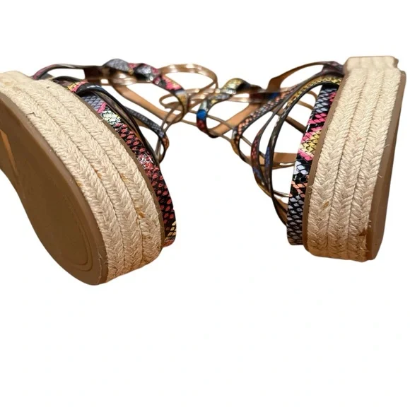 Vince Camuto Aevie Snake Print Leather Strappy Platform Wedge Espadrille Sandals - Picture 5 of 10